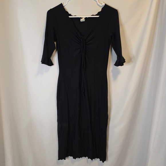 Chesley Dresses & Skirts - Chesley Dress Medium Black Whimsygoth Coquette Ruffle Sleeve Cinch Front 90s y2k